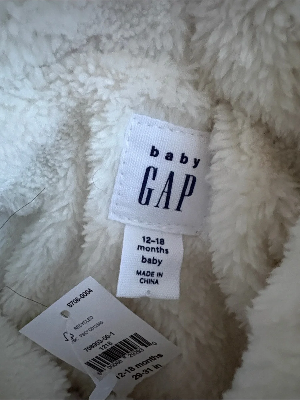 NWT Gap Cozy Hooded Knit Sweater with Sherpa Lining 12-18m